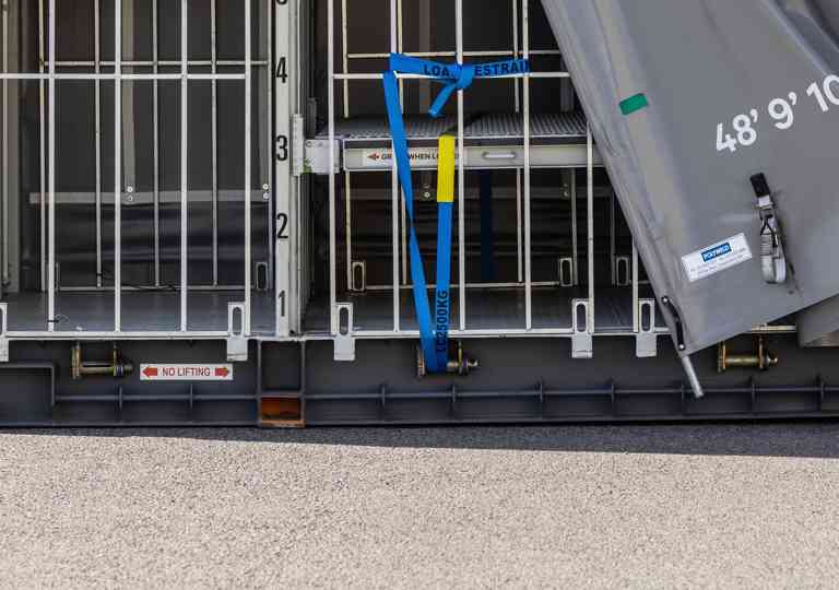 Tie down rails on an SCF Tautliner container