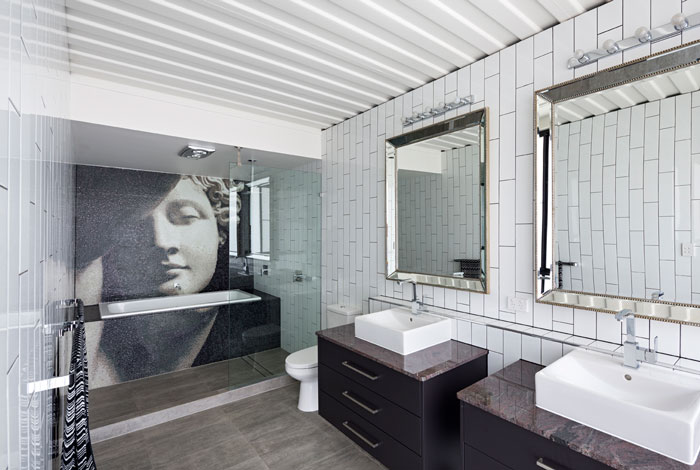 Shipping container bathrooms can still be high end and glamorous. Source: Diana Miller