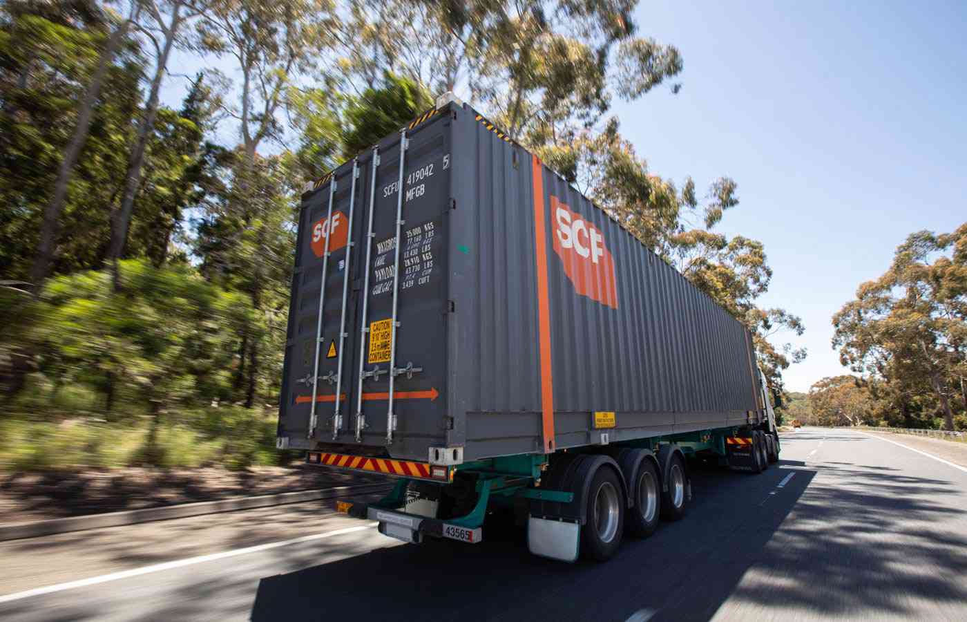 SCF Home Banner Intermodal Pallet Wide On Truck Close