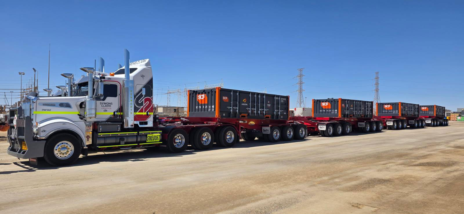 A road train with intermodal containers designed to carry copper cathode