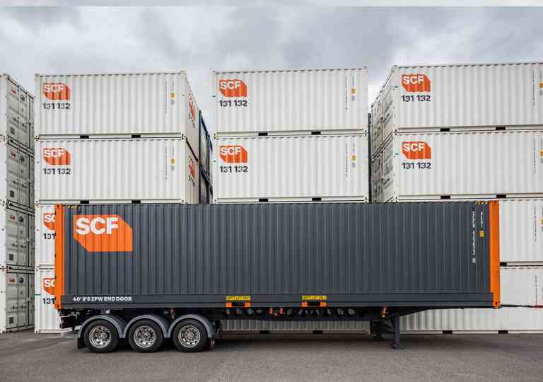 SCF Pallet Wide container on an SCF Skel