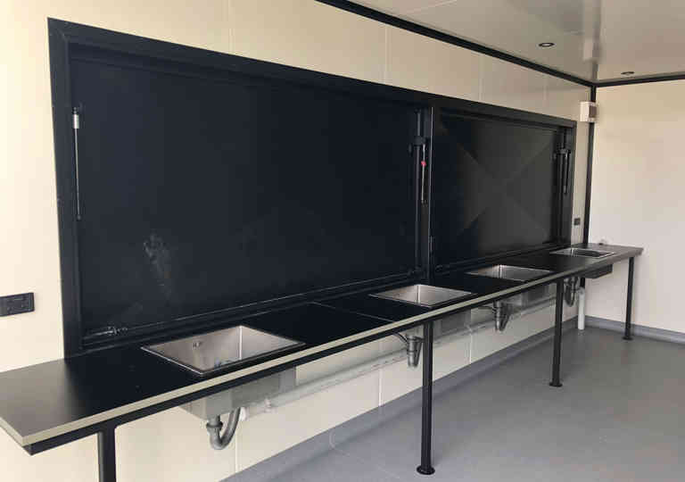 A view of the sinks in the Project Air Bar