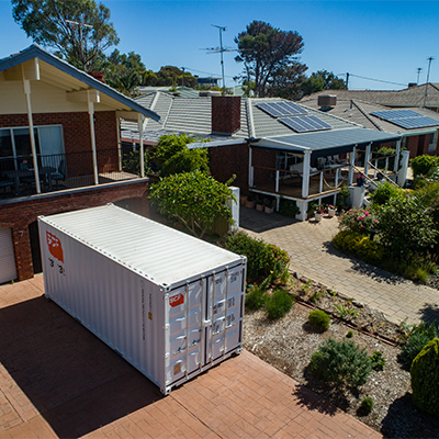 20ft shipping container in driveway