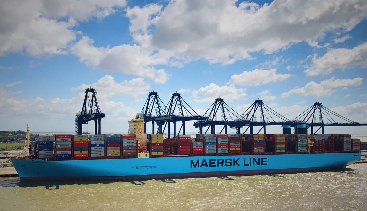 The Madrid Maersk docked at a port. Source: Marine Link