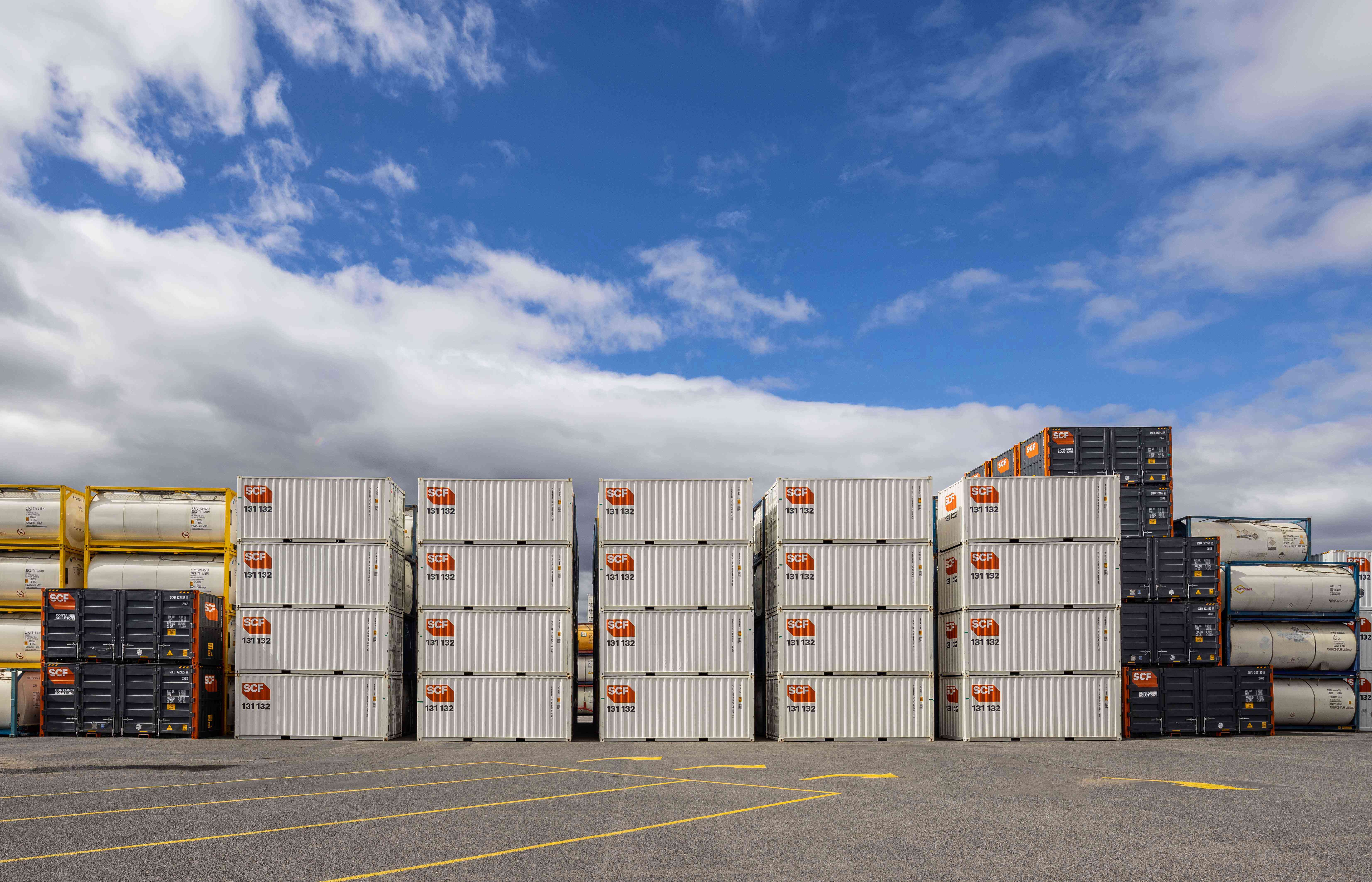 SCF Home Banner 20Ft Shipping Containers Stacked