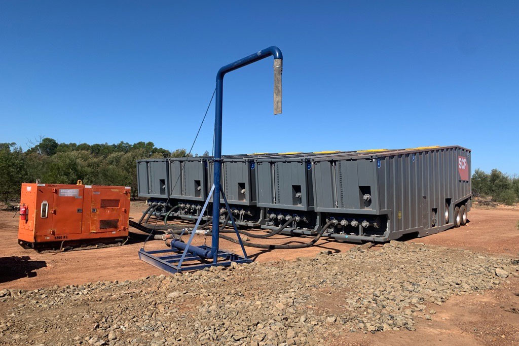 SCF BLS Wheeled Tanks in a farm configuration on a remote mining site