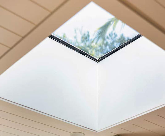 Add a skylight to let in natural light in the centre of the container flat. Source: AirBnB, Queensland, Australia.
