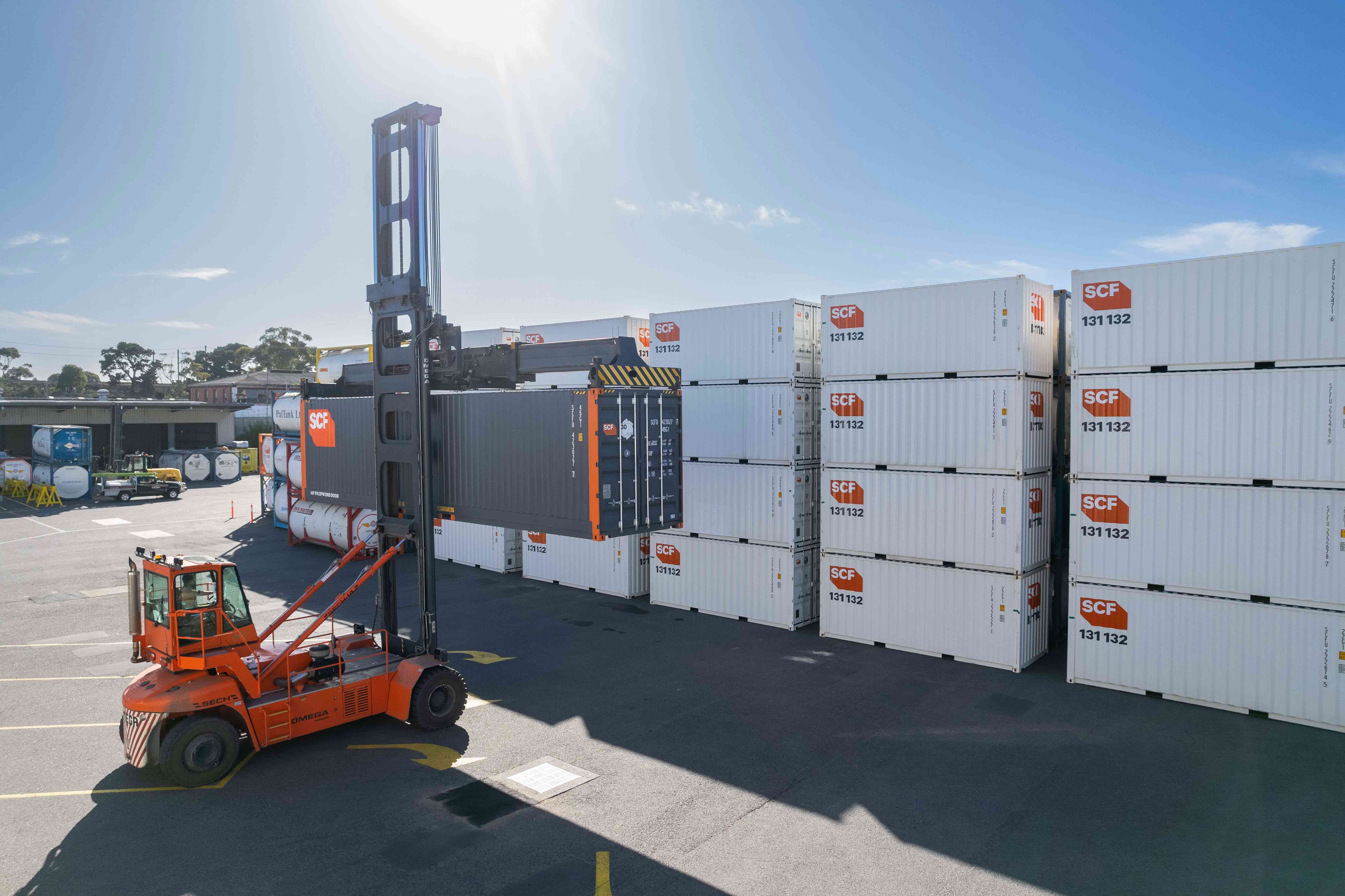 SCF Pallet Wide On Fork In Depot