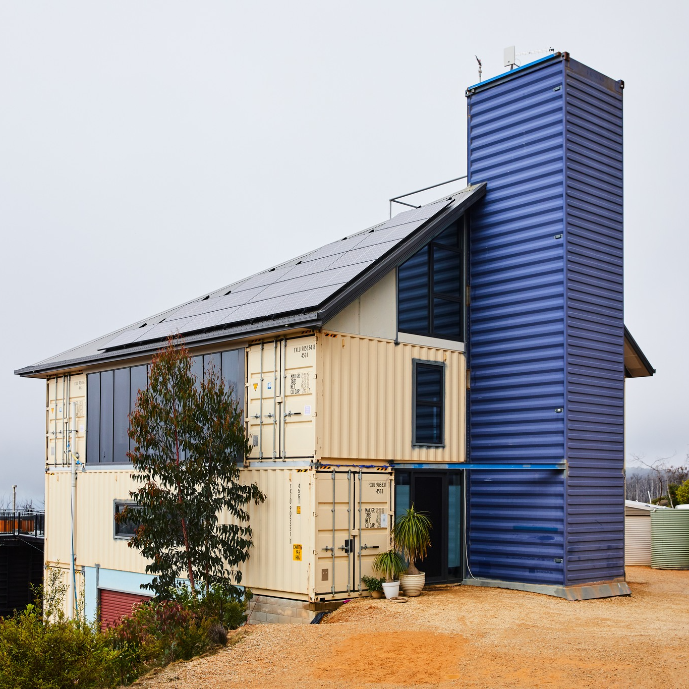 The Clarence Container house from the front. Source: Grand Designs Australia
