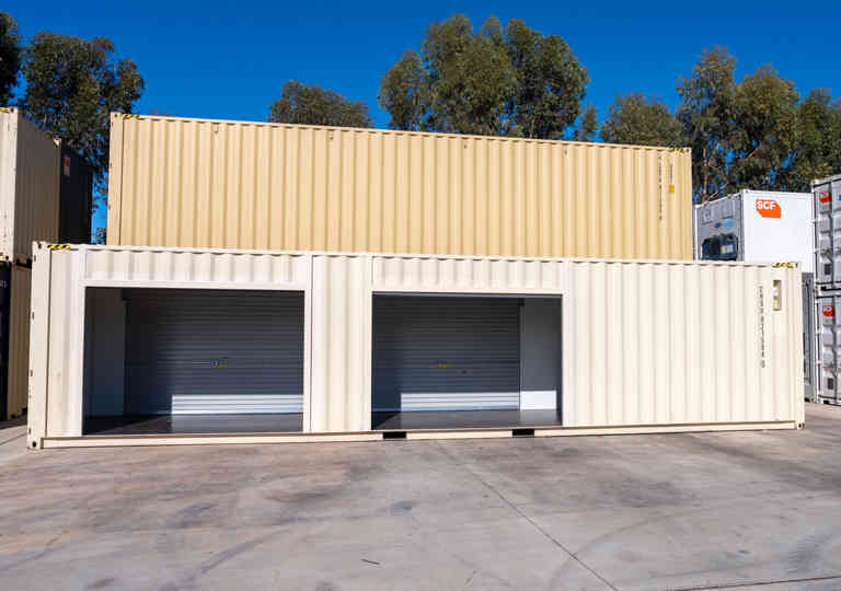 An SCF 40ft High Cube container with multiple roller doors
